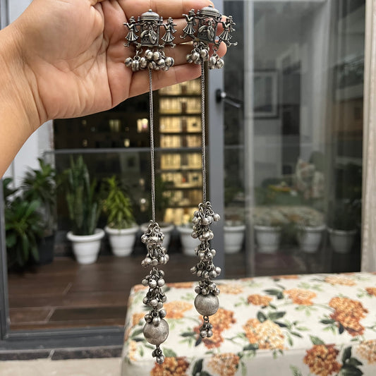 Navratri Silver Oxidised Earrings