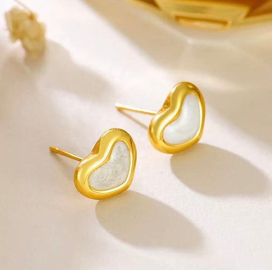White Heart Studs Earring