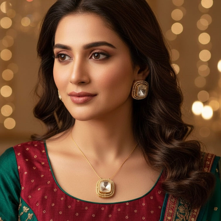 Moissanite Invisible Chain Necklace Set