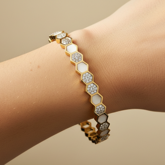 AD Studded White Bracelet
