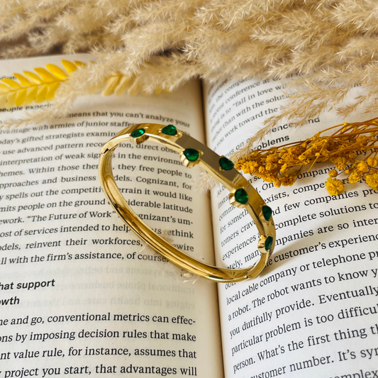 Green Heart Cuff Bracelet