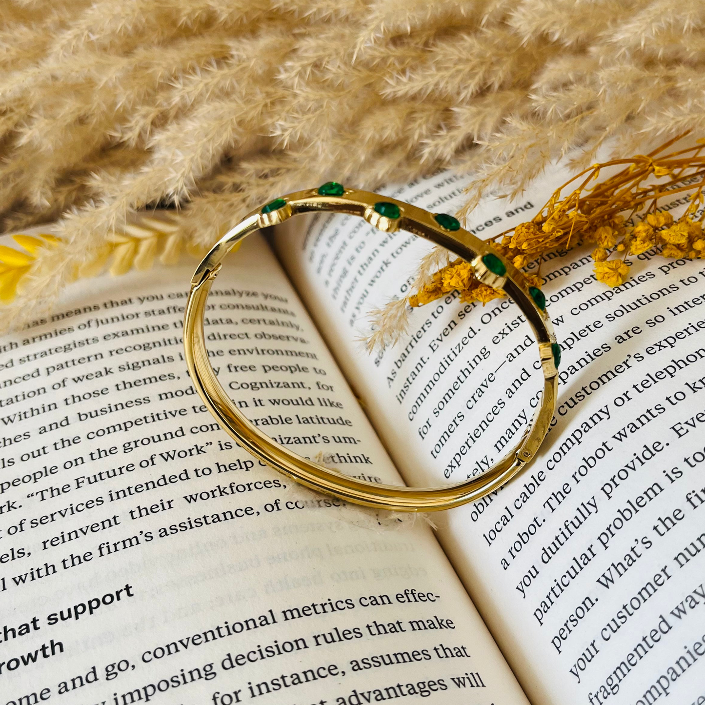 Green Heart Cuff Bracelet