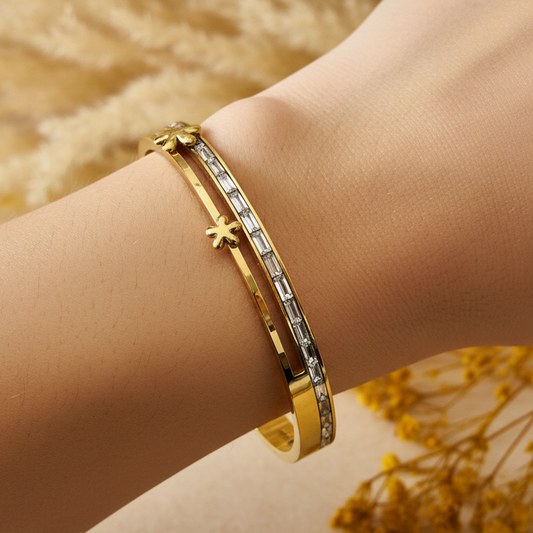 Crystal Gold Cuff Bracelet
