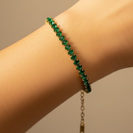 Green Tennis Chain Bracelet