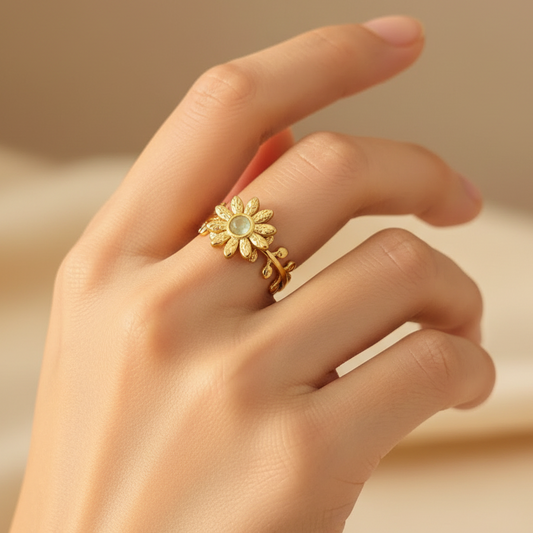Flower Stone Adjustable Ring