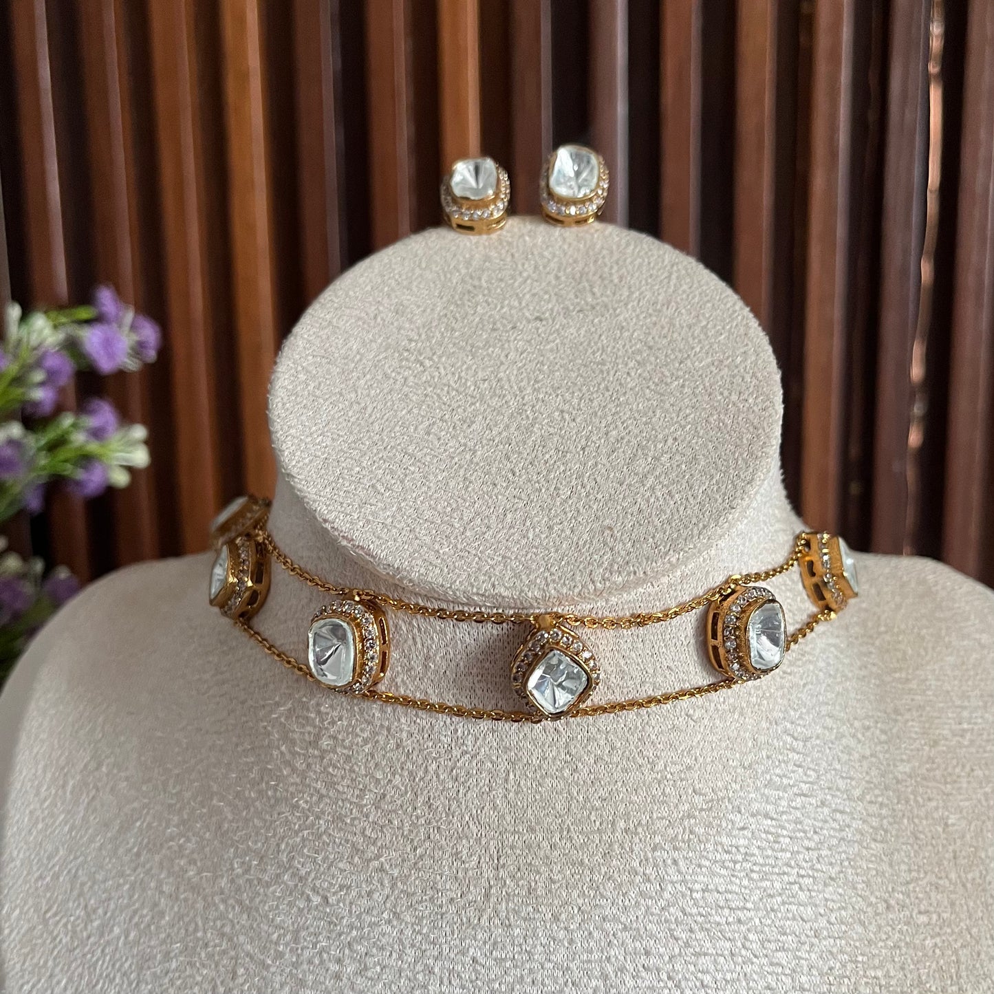 Moissanite Choker Necklace Set