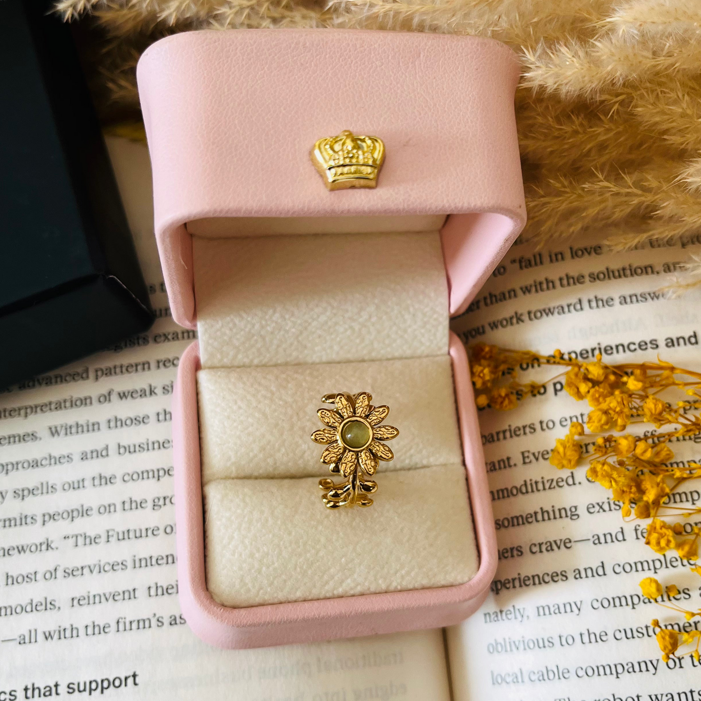 Flower Stone Adjustable Ring