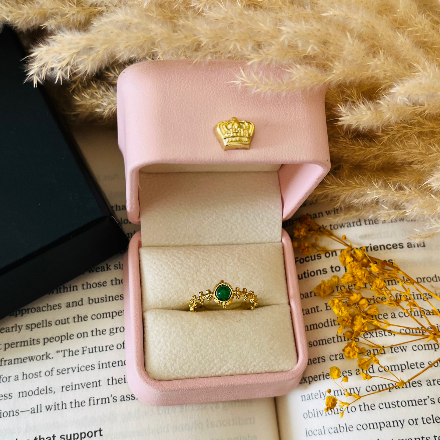Green Stone Adjustable Ring