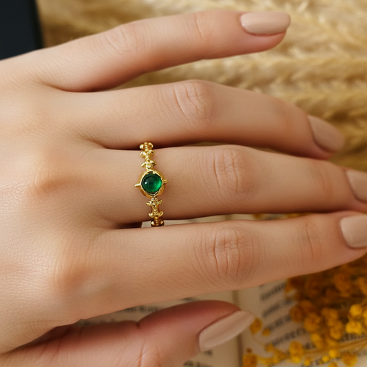 Green Stone Adjustable Ring
