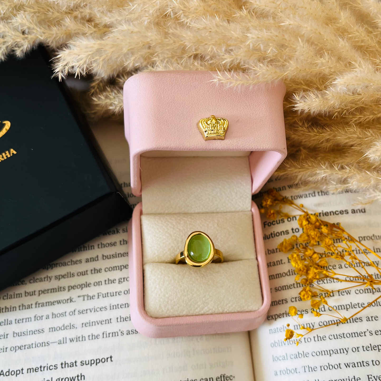 Mint Stone Adjustable Ring