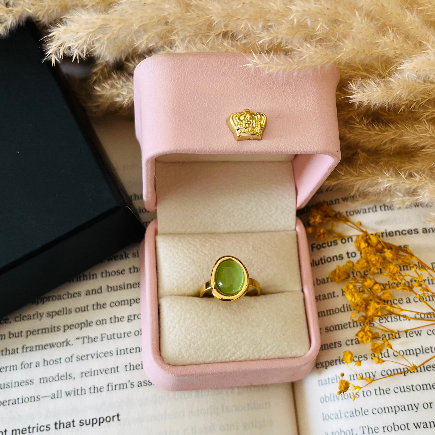 Mint Stone Adjustable Ring