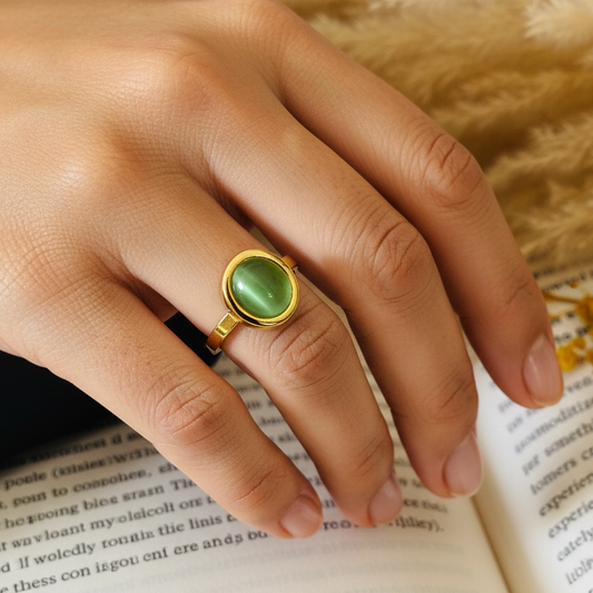 Mint Stone Adjustable Ring