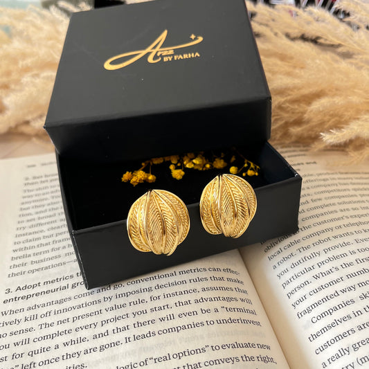 Gold Leaf Studs Earrings