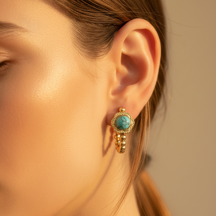 Turquoise Blue Hoop Earrings