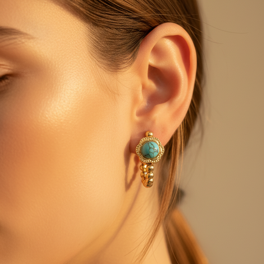 Turquoise Blue Hoop Earrings
