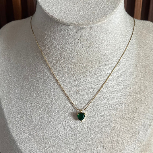 Green Heart Chain Necklace