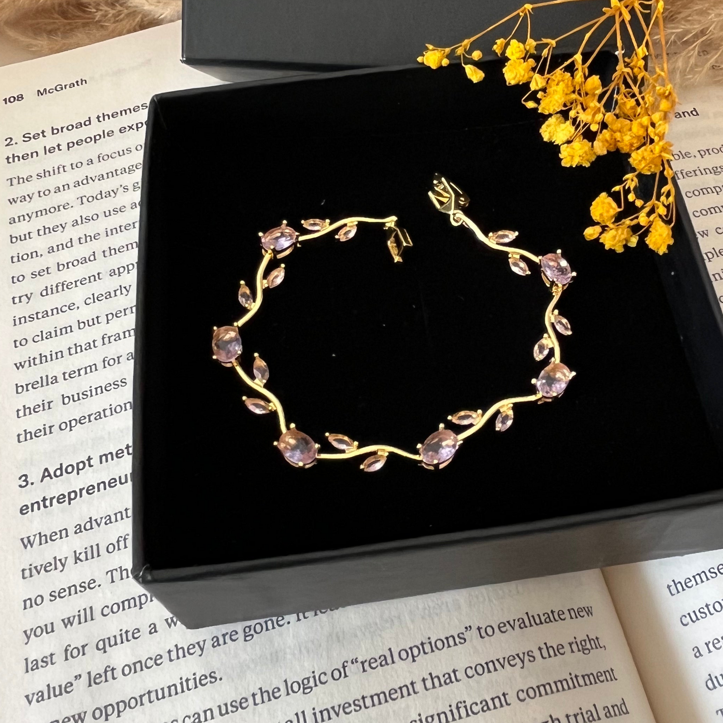 Crystal Pink Tulip Bracelet