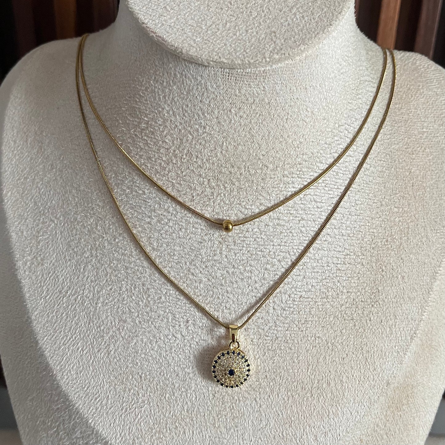 Double Layered Blue Chain Necklace