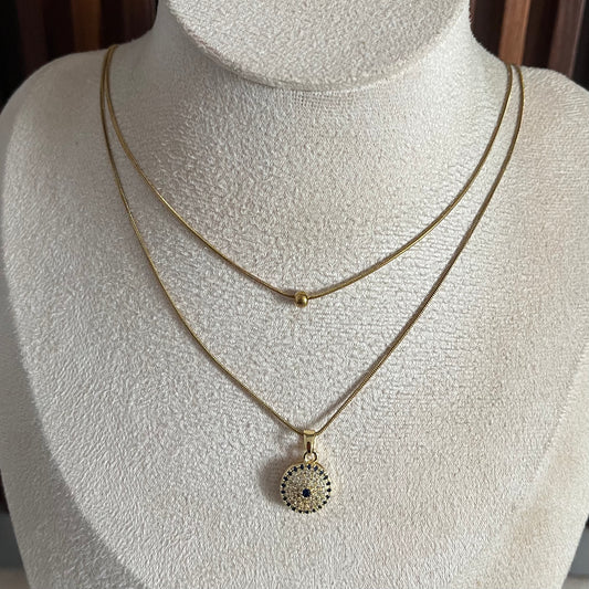 Double Layered Blue Chain Necklace