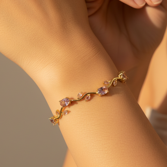 Crystal Pink Tulip Bracelet