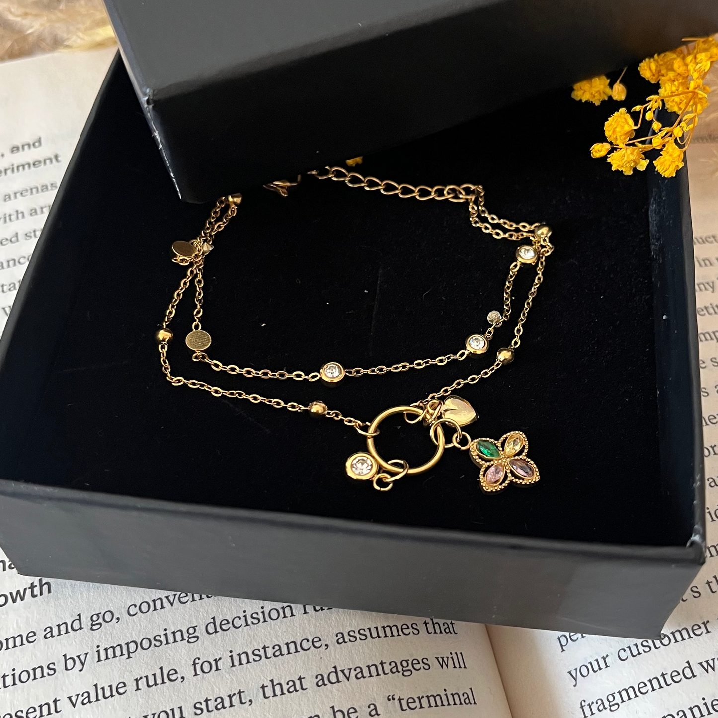 Multicolor Gold Chain Bracelet