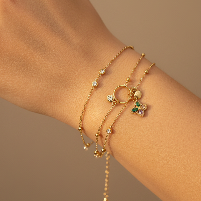 Multicolor Gold Chain Bracelet
