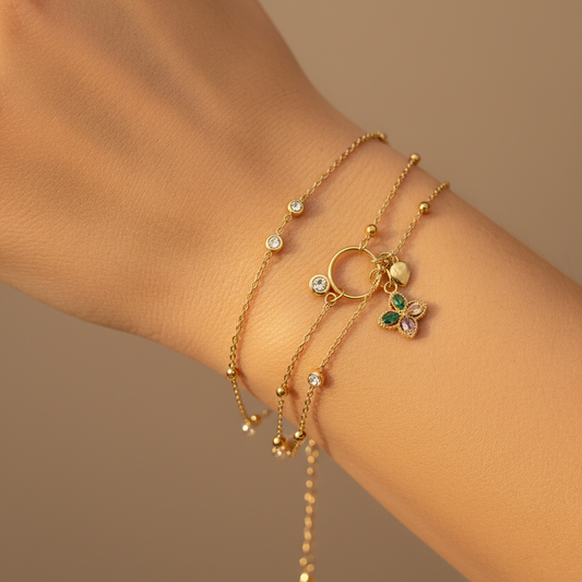 Multicolor Gold Chain Bracelet