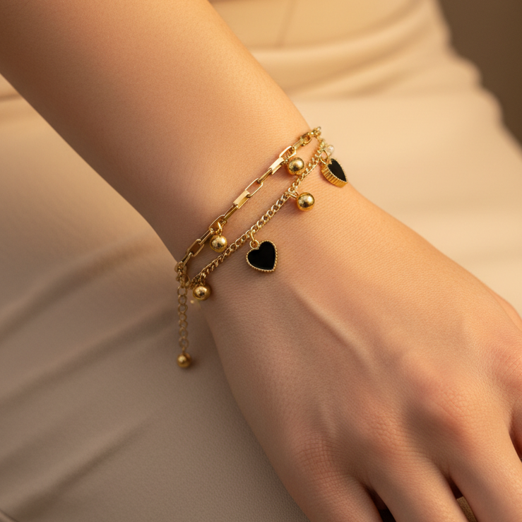 2 in 1 Heart Chain Bracelet