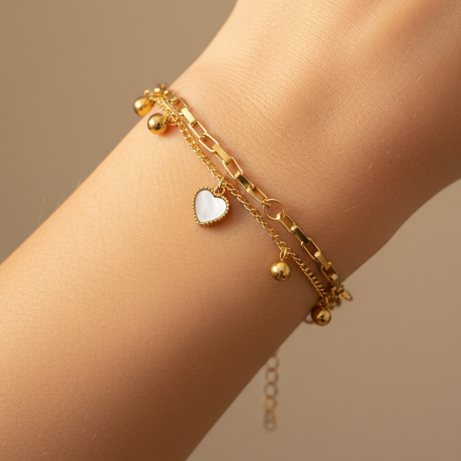 2 in 1 Heart Chain Bracelet