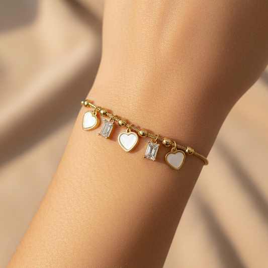 Crystal Heart Chain Bracelet