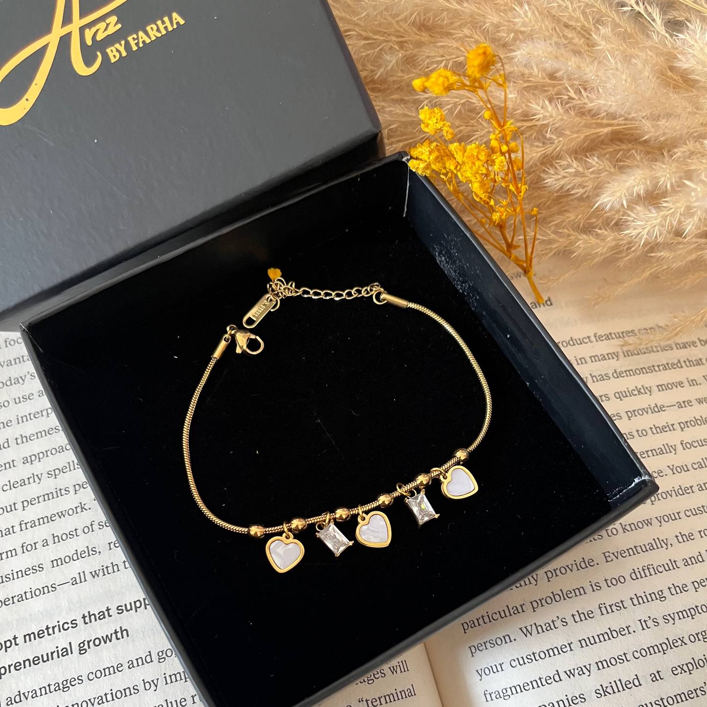 Crystal Heart Chain Bracelet