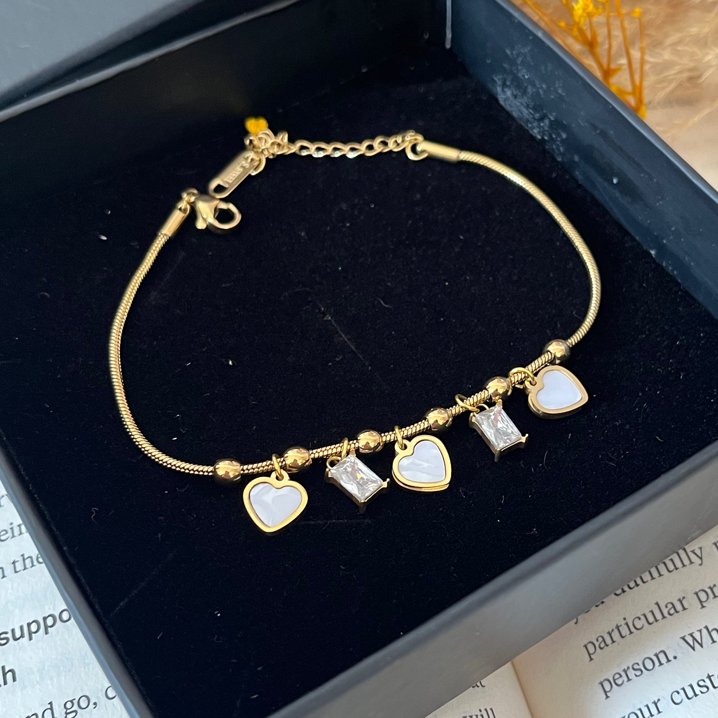 Crystal Heart Chain Bracelet