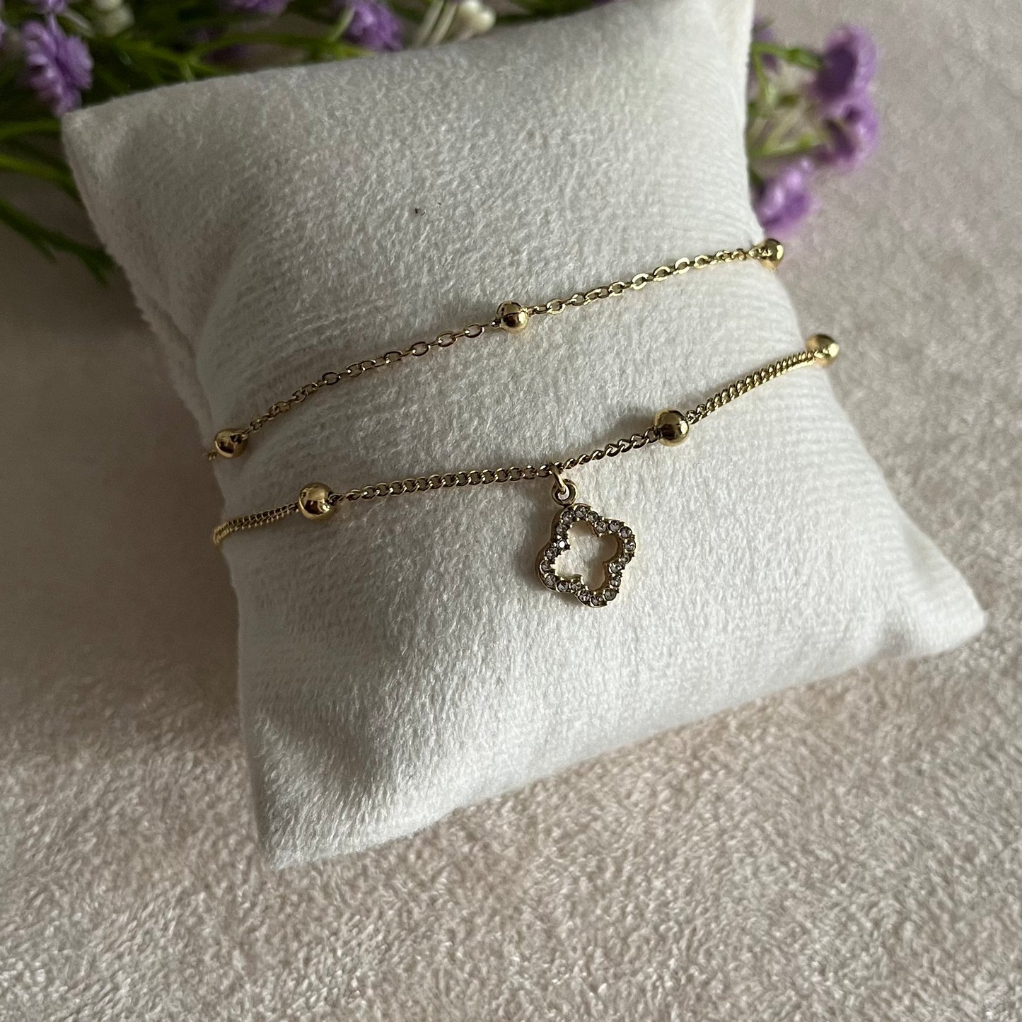 Clover Double Layered Chain Bracelet