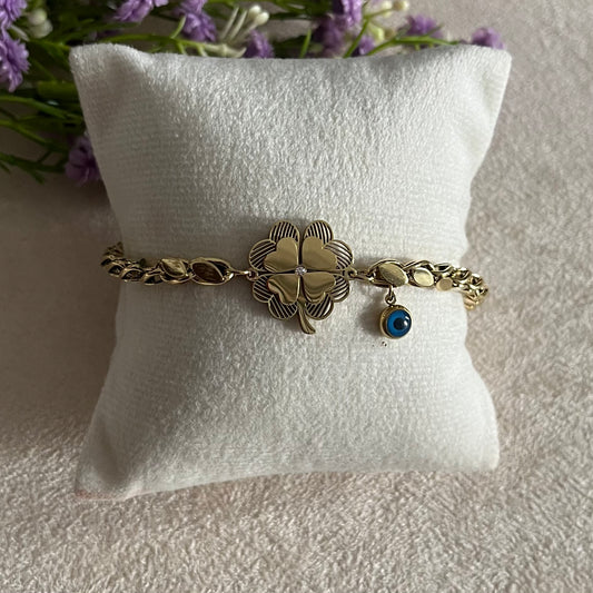 Clover Evil Eye Chain Bracelet