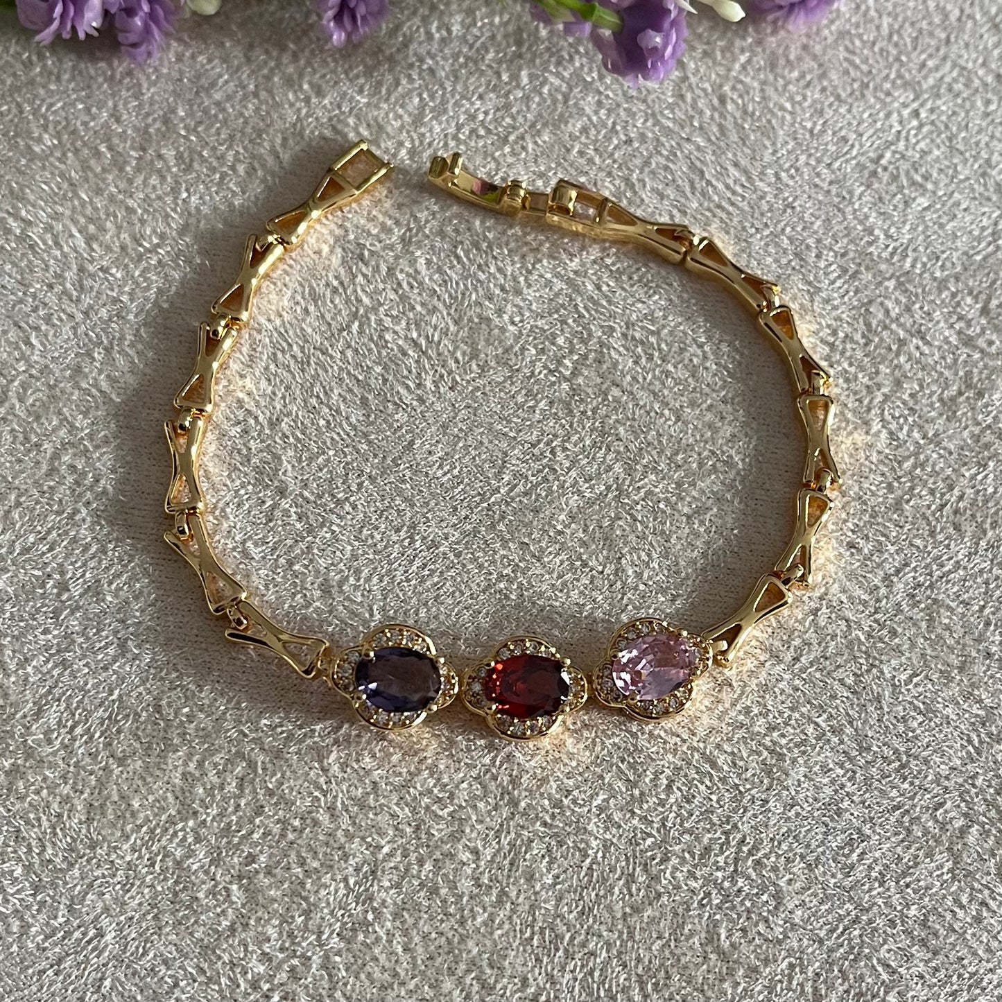 Multicolor Stone Chain Bracelet