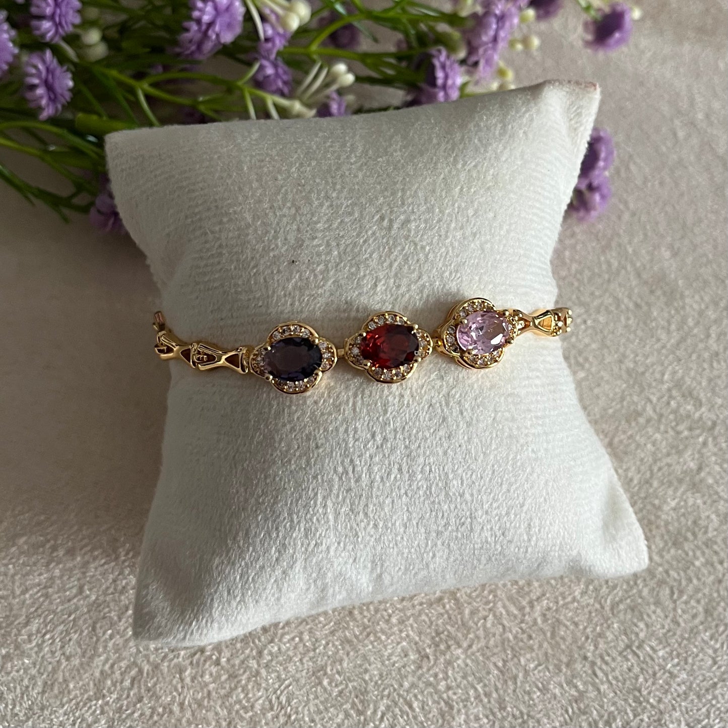 Multicolor Stone Chain Bracelet
