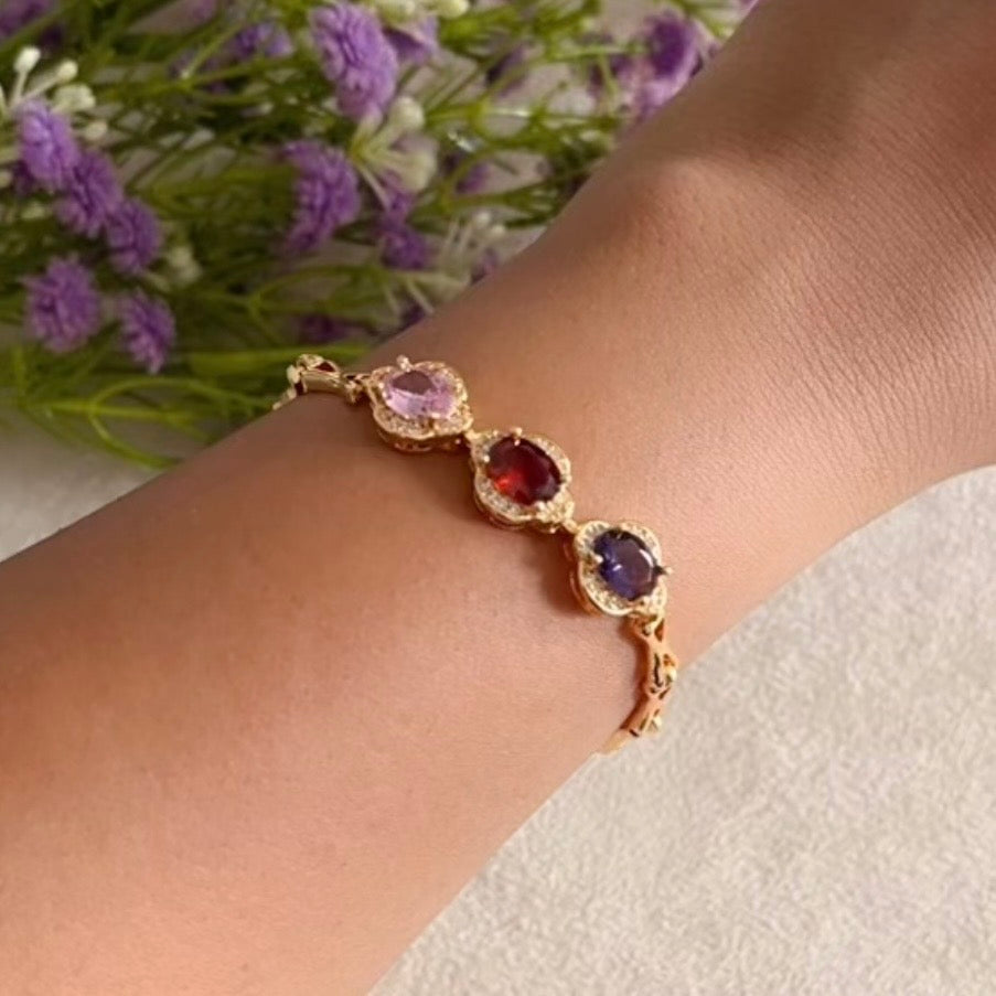 Multicolor Stone Chain Bracelet
