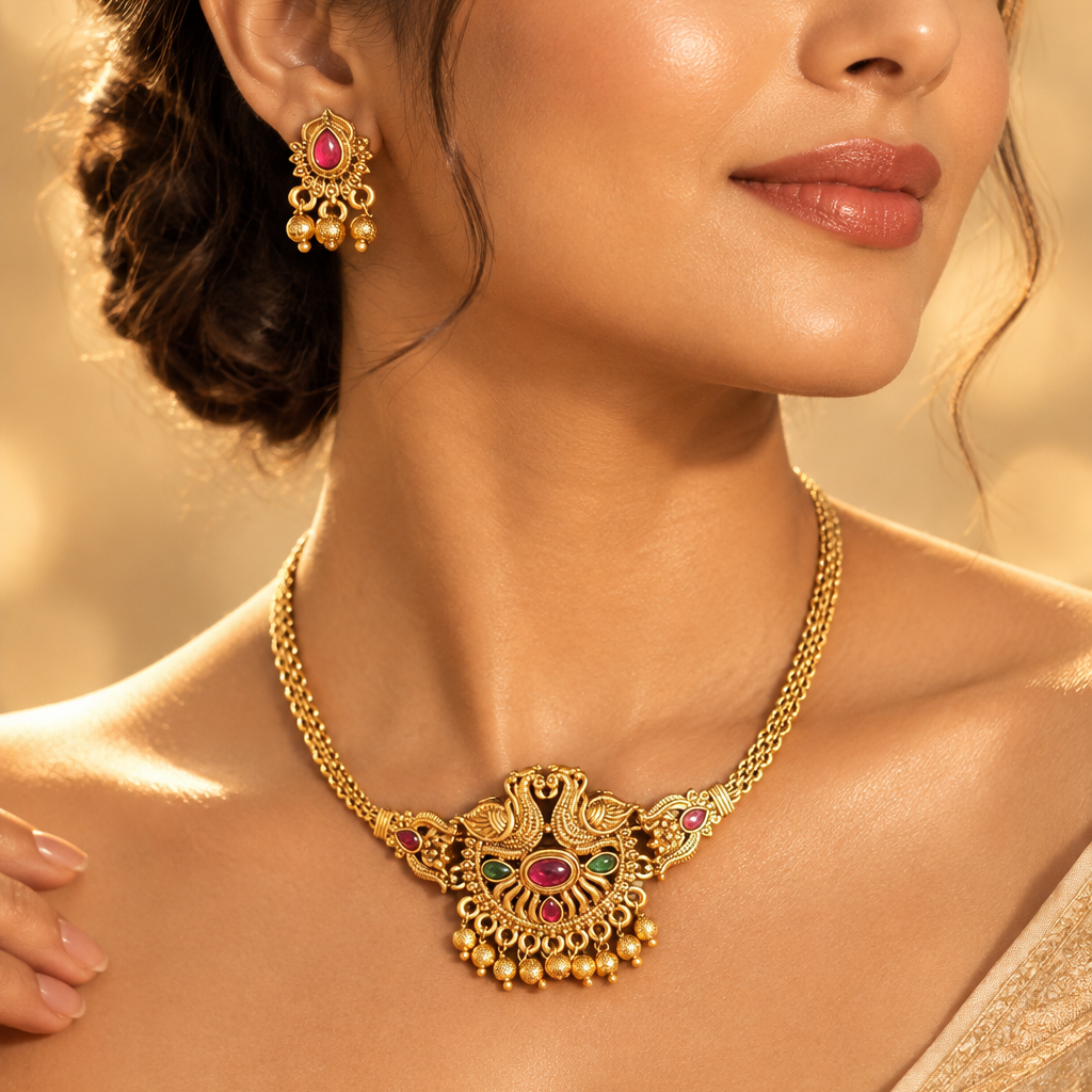 Gold Choker Neclace Set
