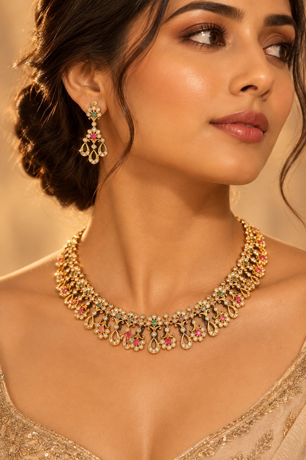 Gold Choker Necklace Set