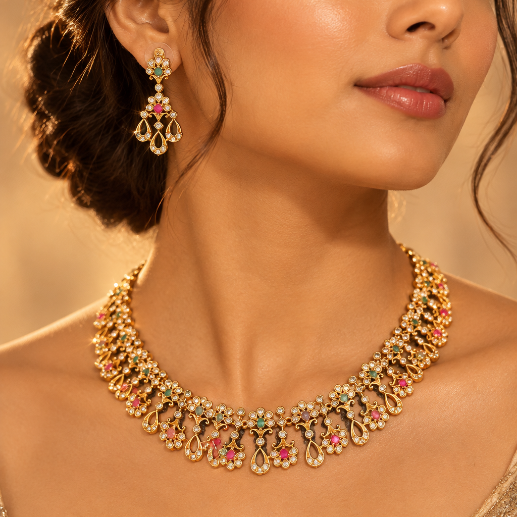 Gold Choker Necklace Set