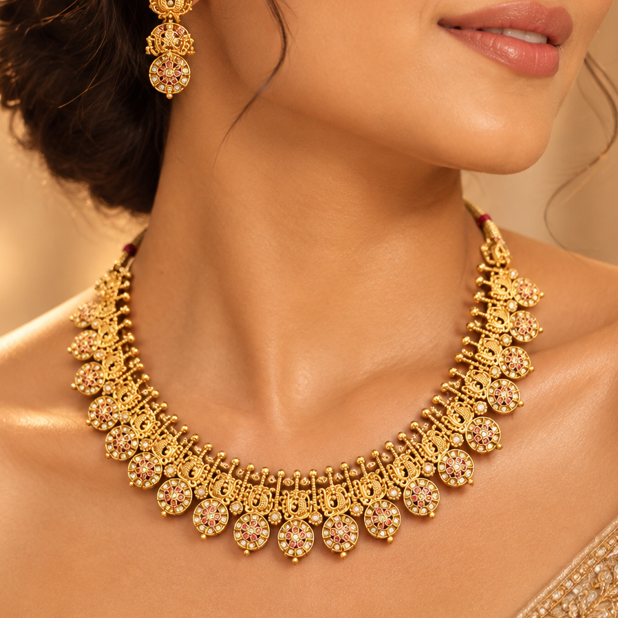 Gold Temple Necklace Set