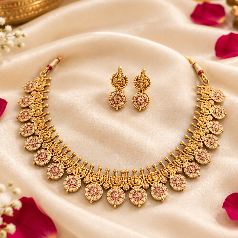 Gold Temple Necklace Set