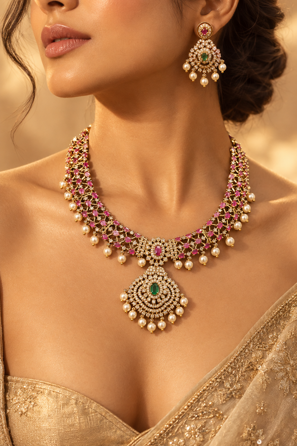 Pink AD Pendant Necklace Set