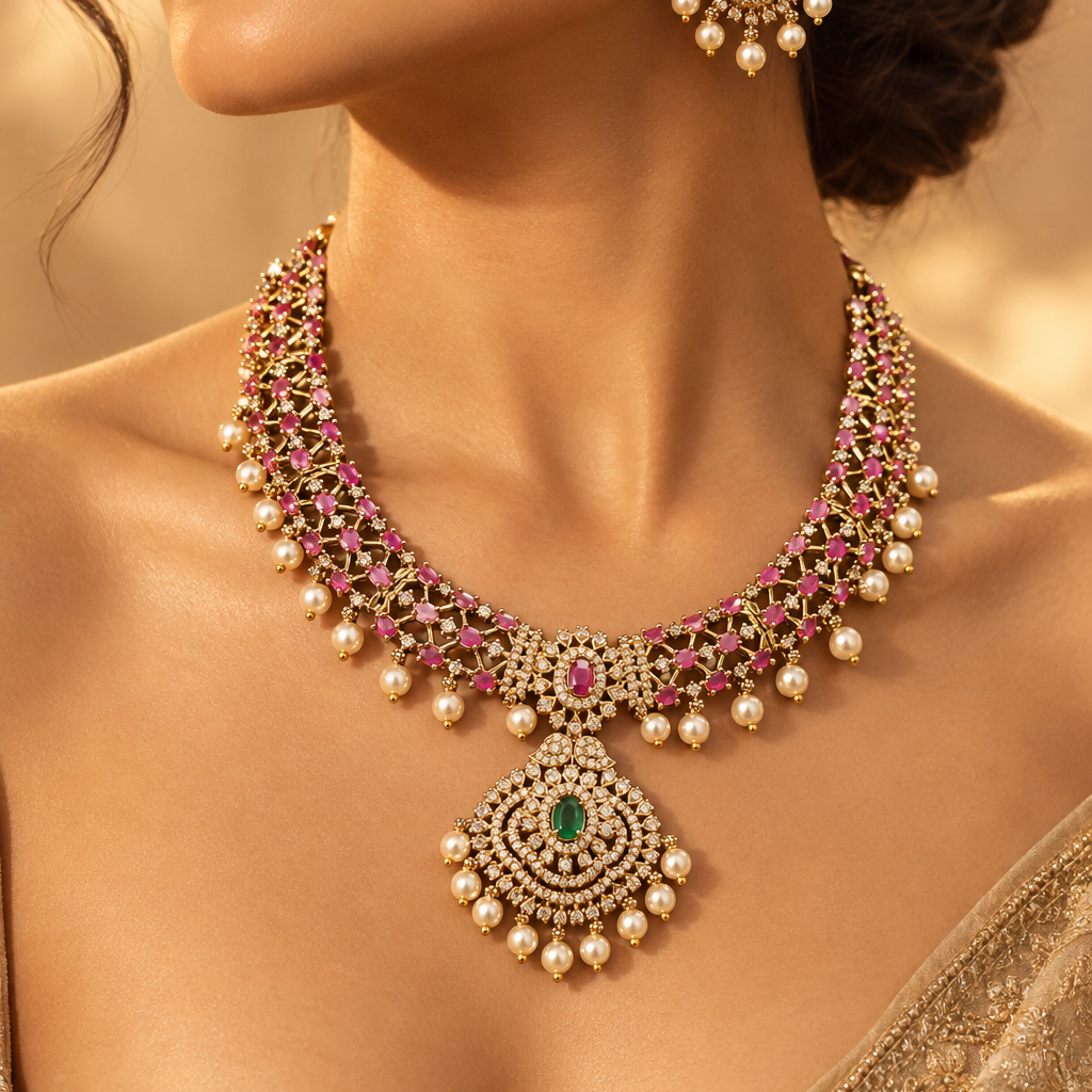 Pink AD Pendant Necklace Set