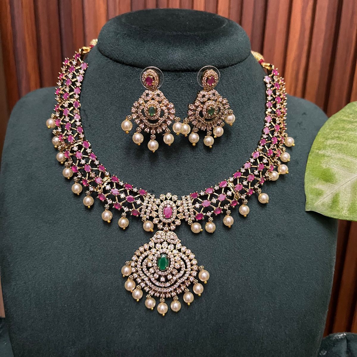 Pink AD Pendant Necklace Set