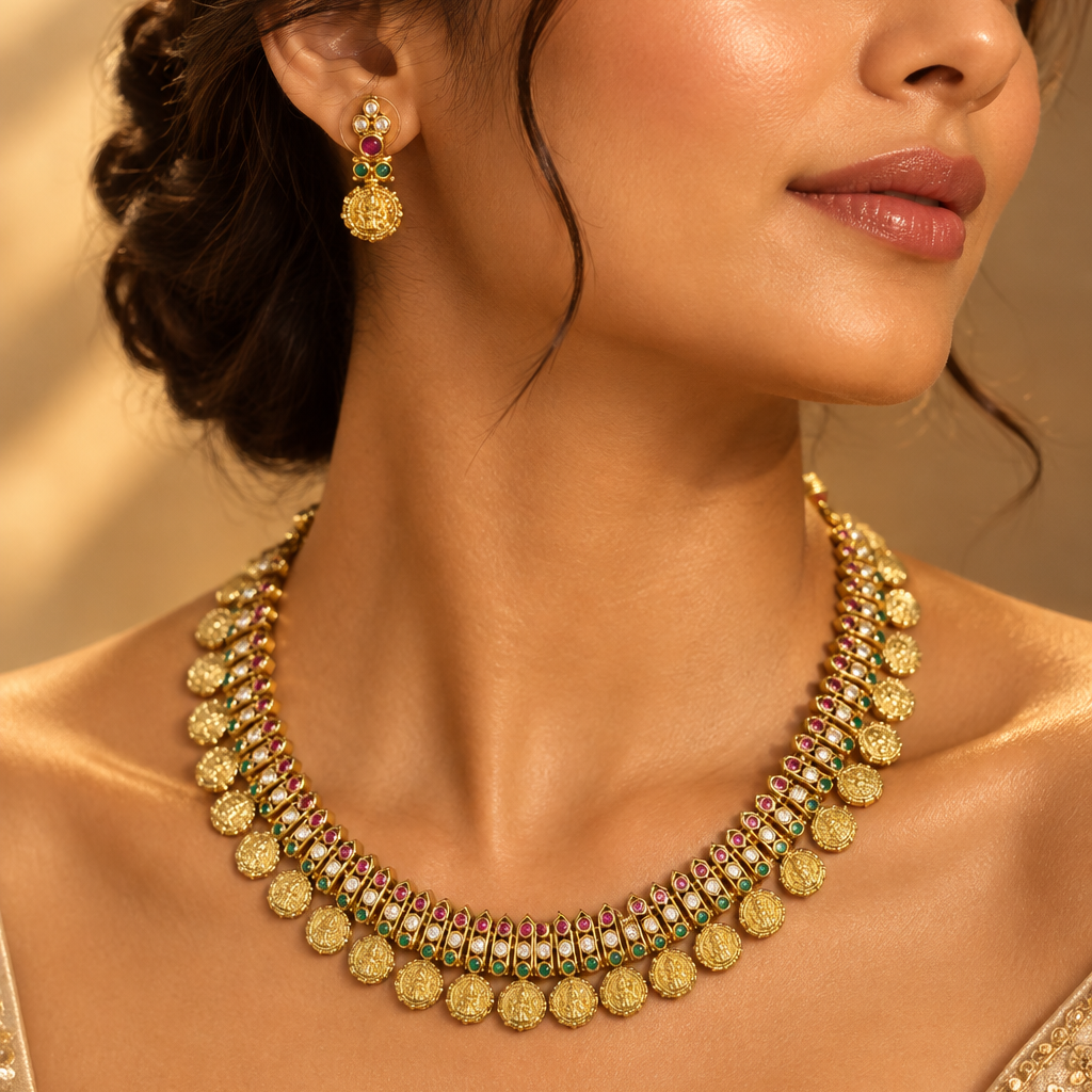 Gold Temple Necklace Set