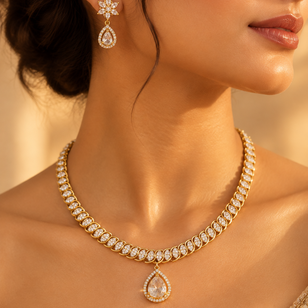 White AD Pendant Necklace Set
