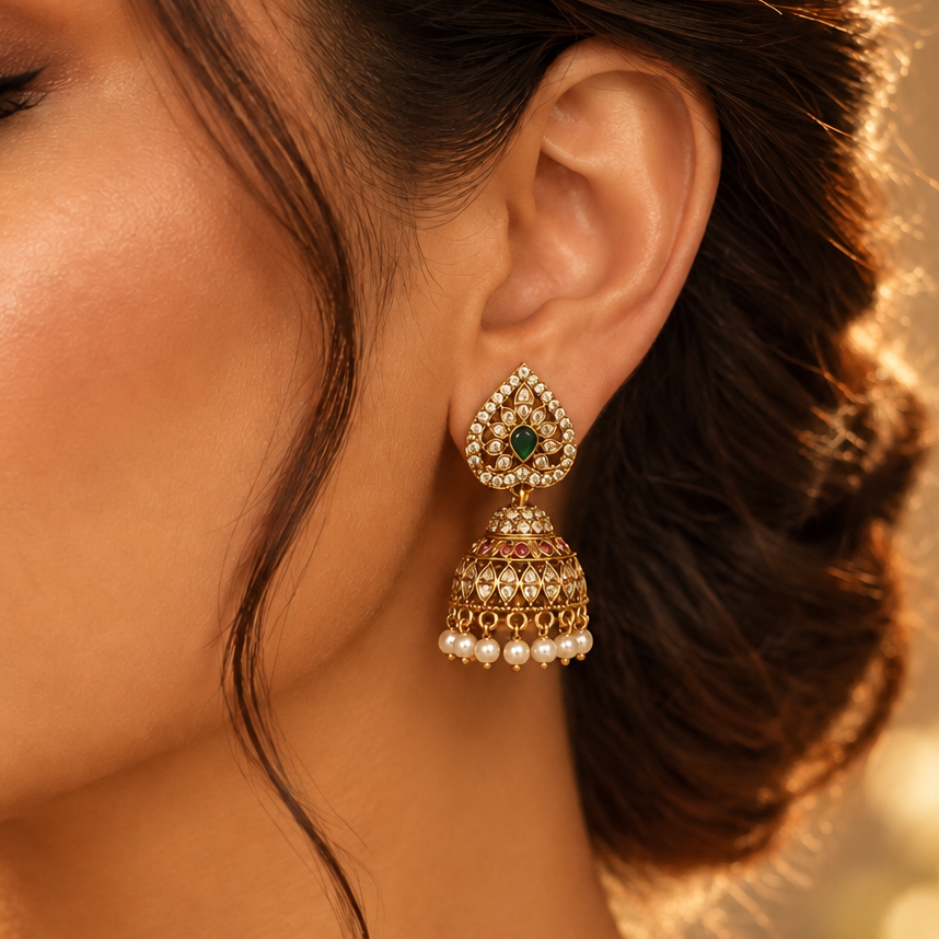 Jadau AD Jhumki Earrings