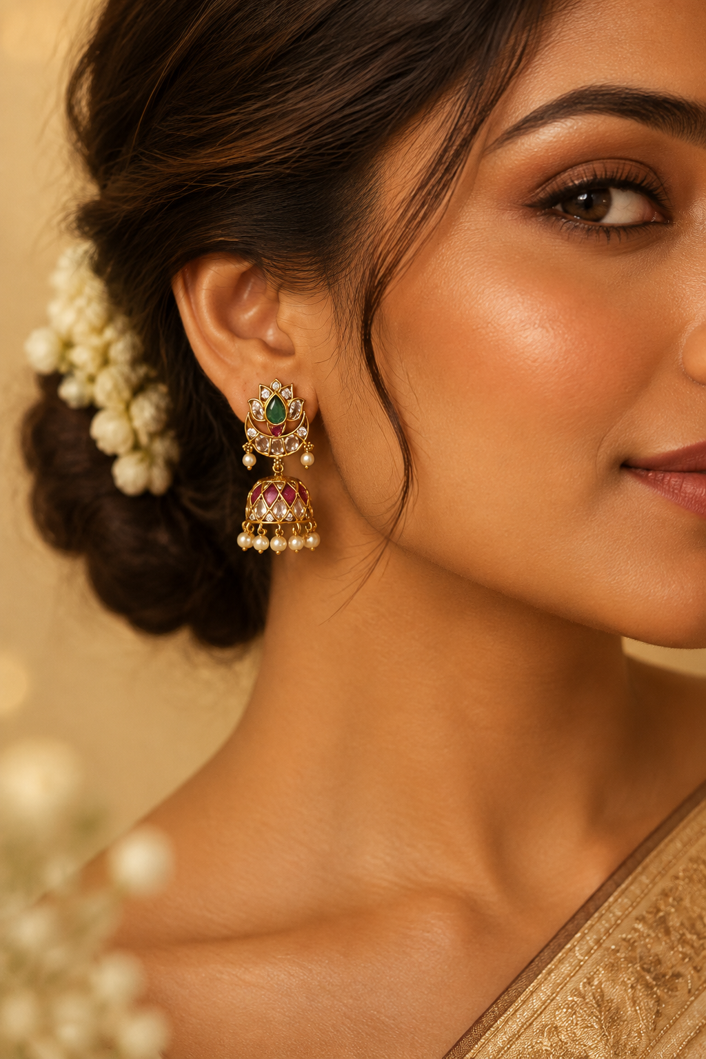 Jadau AD Jhumki Earrings