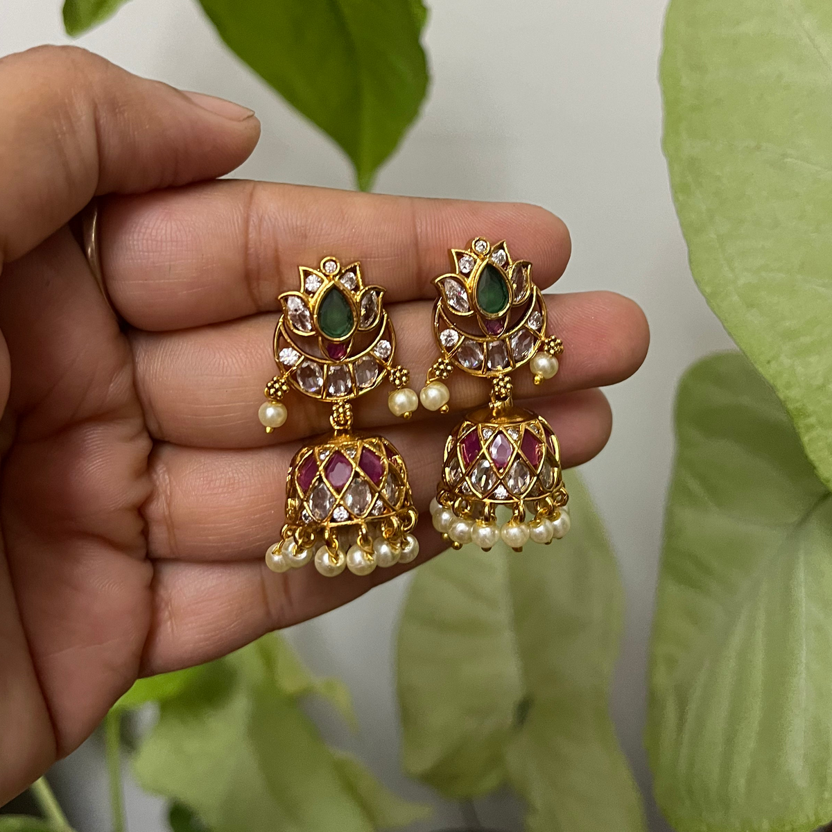Jadau AD Jhumki Earrings